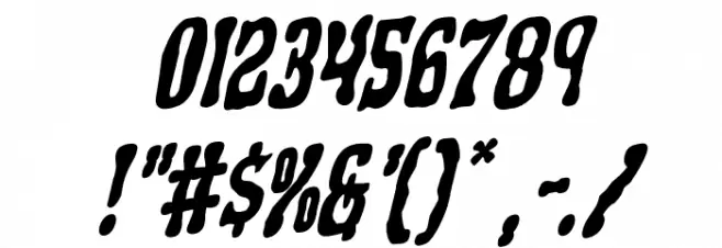 Black Gunk Rotalic Font Alte caractere