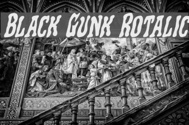Black Gunk Rotalic Font examples