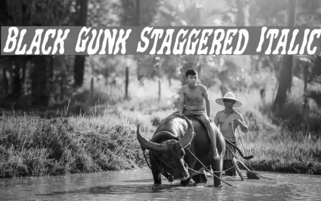 Black Gunk Staggered Italic Font examples
