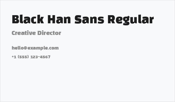 Black Han Sans Regular Business Card