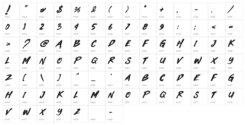 Black Heart Character Map