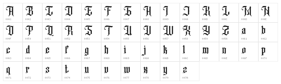 Black Klisse Free Font Regular Character Map