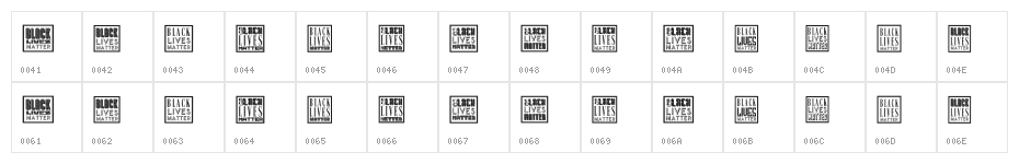 Black Lives Matter Regular Character Map