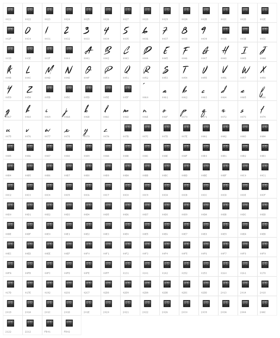 Black Marble Character Map