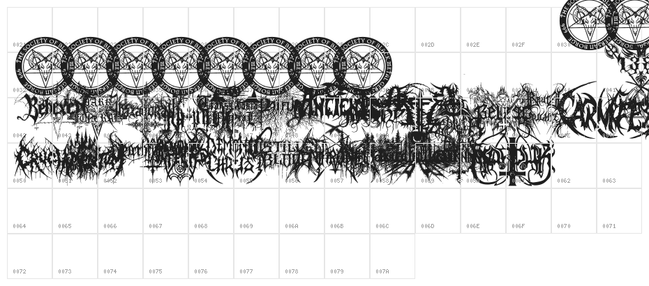 Black Metal G Character Map