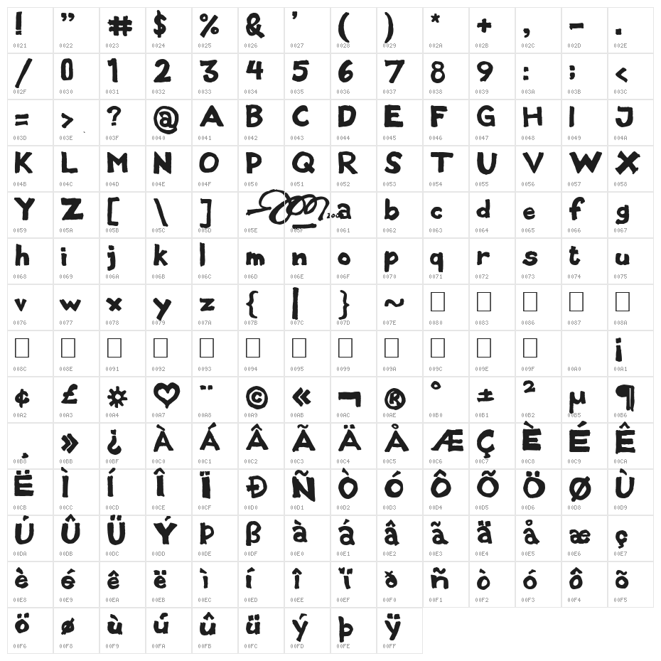 Black Metal Sans Character Map