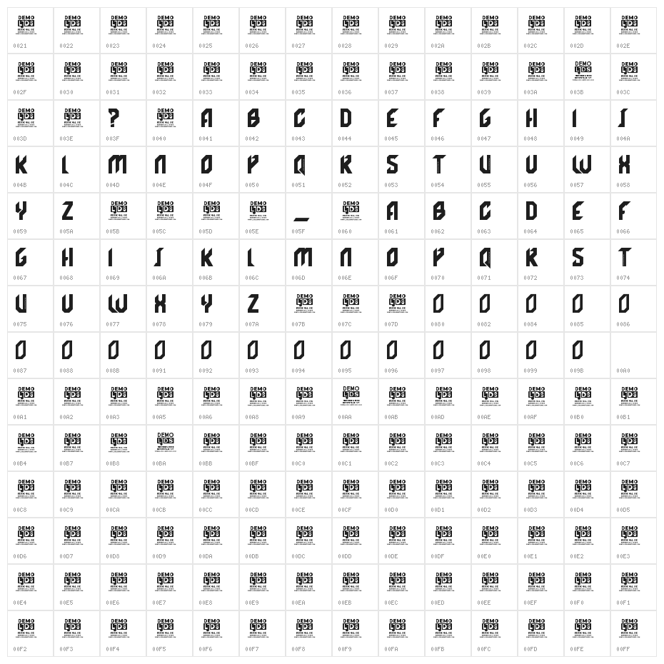 Black Nemesis Personal Use DEMO-Regular Character Map
