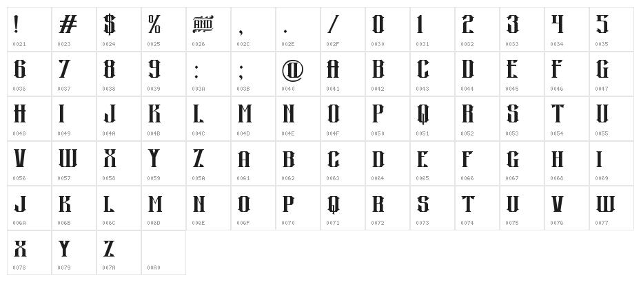 Black Oval Character Map