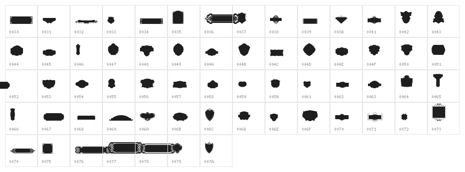 Black Panels Free Regular Character Map