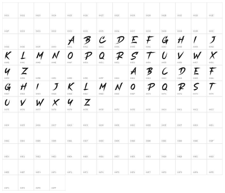 Black Range Free Regular Character Map