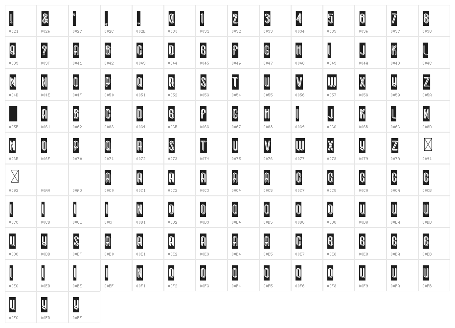 Black Roties Character Map