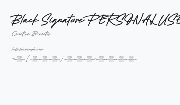 Black Signature PERSONAL USE ONLY Regular Business Card