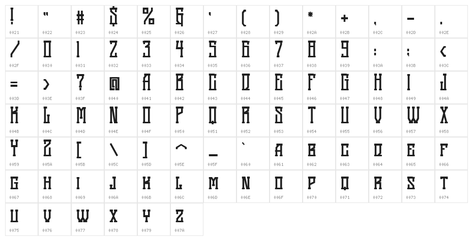 Black Squad Regular Character Map