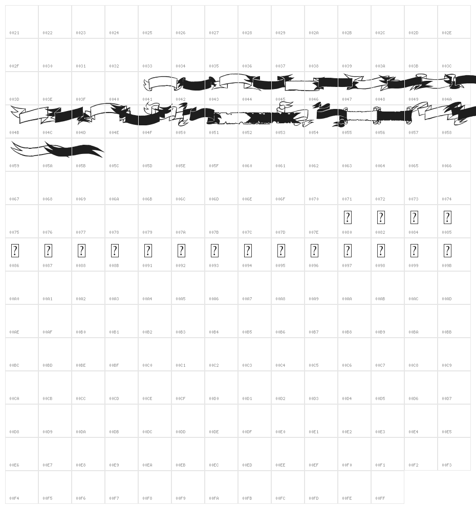 Black & White Banners Character Map