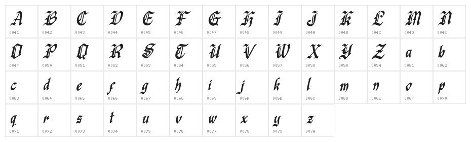 Black Window Italic Character Map