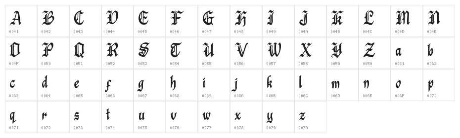 Black Window Character Map