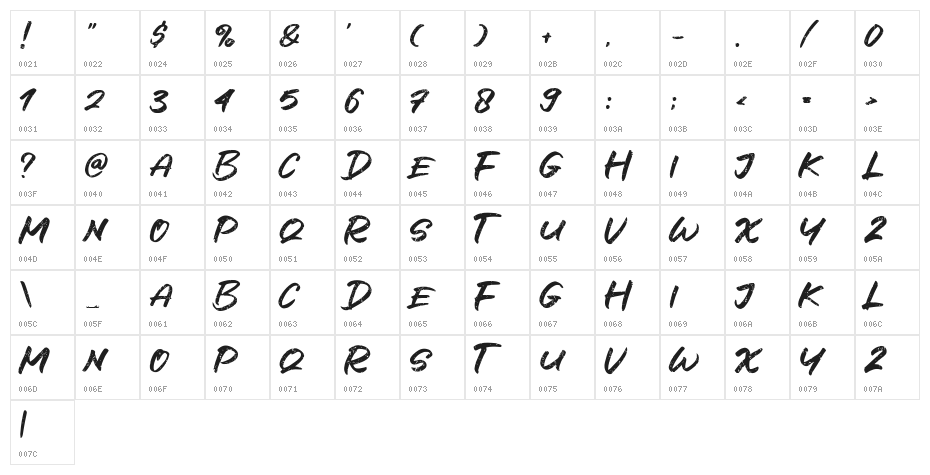Black Wipe Character Map