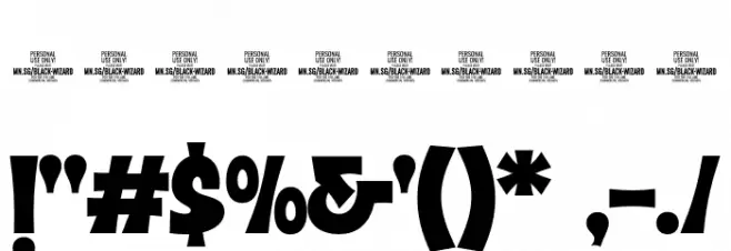 Black Wizard Straight PERSONAL Regular Font OTHER CHARS