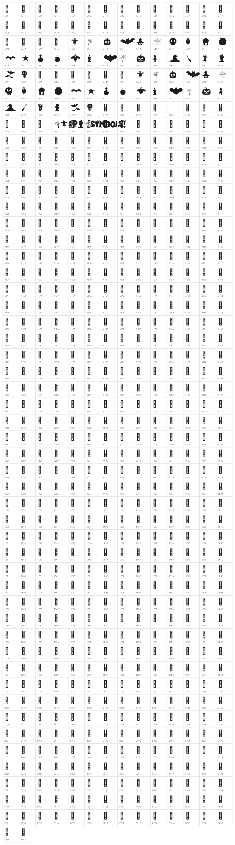 Black Wizard Symbols Regular Character Map