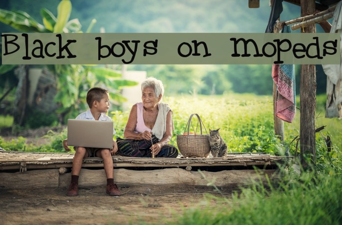 Black boys on mopeds Font examples