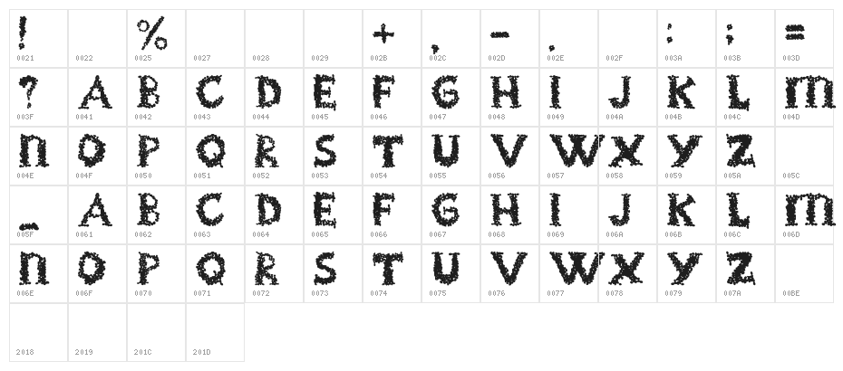 BlackGrapes-Regular Character Map