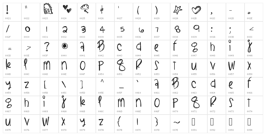 BlackLightning Character Map
