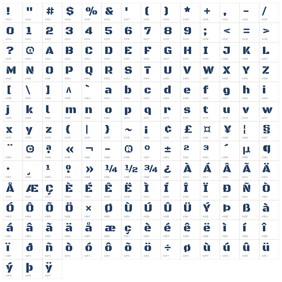 BlackOpsOne-Regular1 Character Map