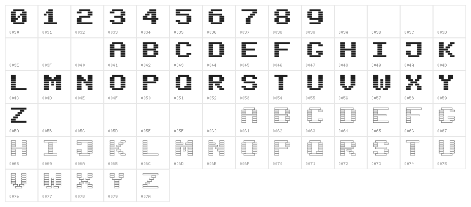 BlackWhiteBlock Character Map