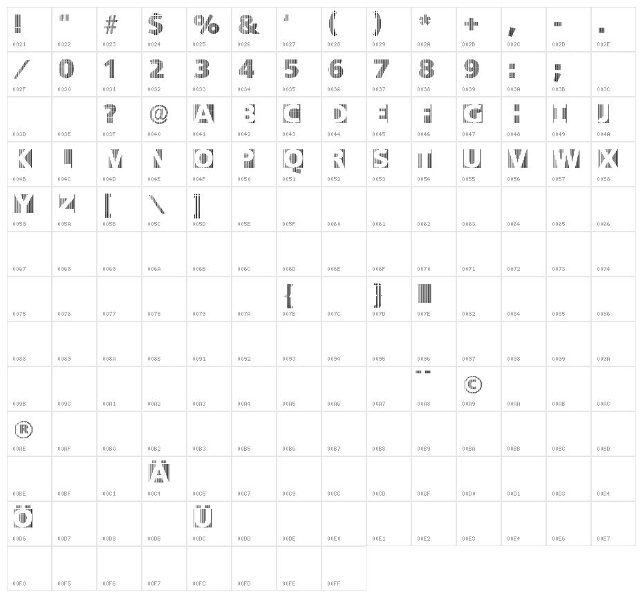 BlackWhiteGridsA Character Map