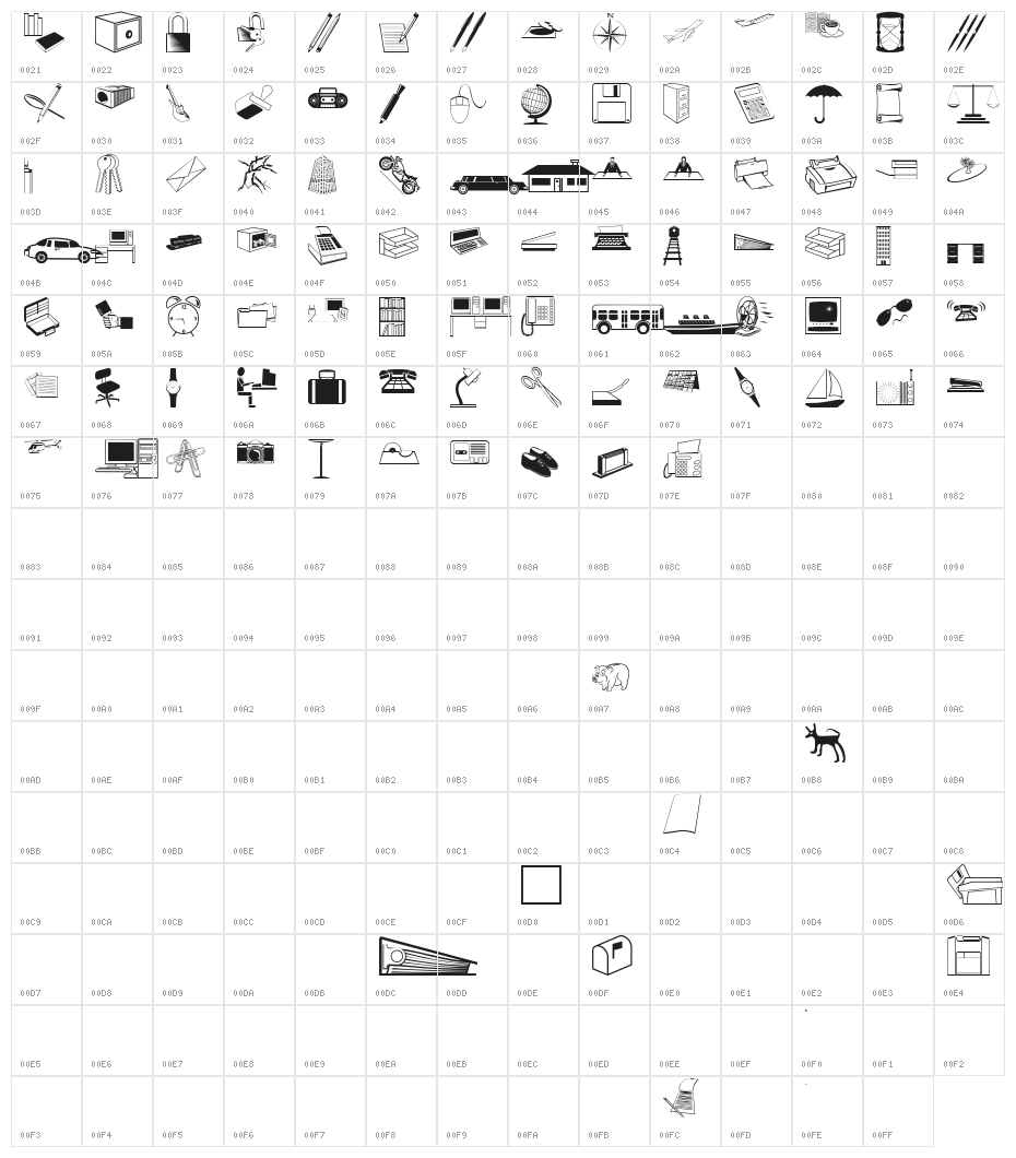 BlackWhiteMinimalism Character Map