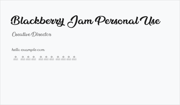 Blackberry Jam Personal Use  Business Card