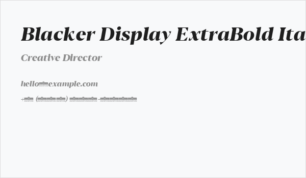Blacker Display ExtraBold Italic Business Card