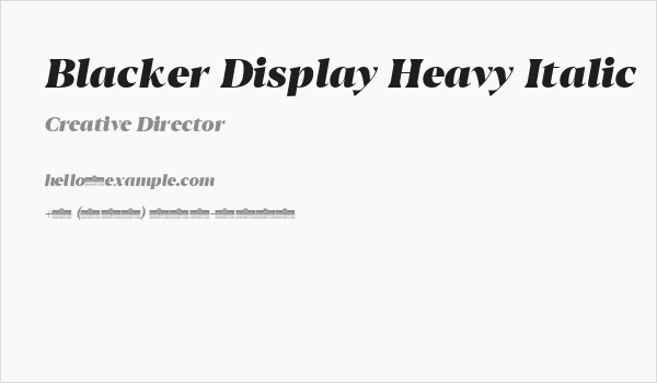 Blacker Display Heavy Italic Business Card