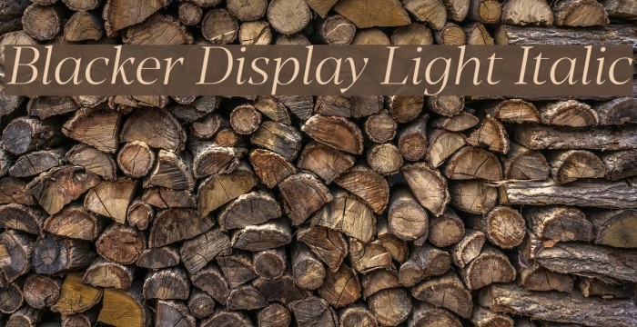 Blacker Display Light Italic Font examples