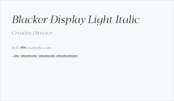 Blacker Display Light Italic Business Card