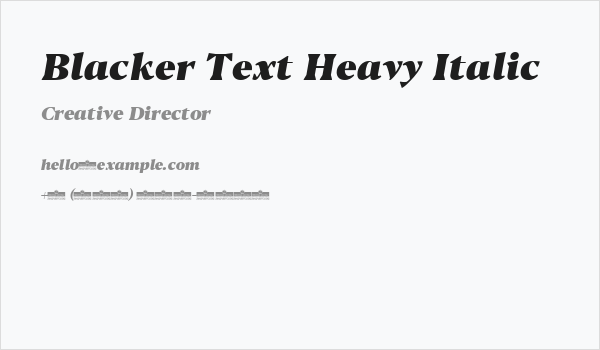 Blacker Text Heavy Italic Business Card