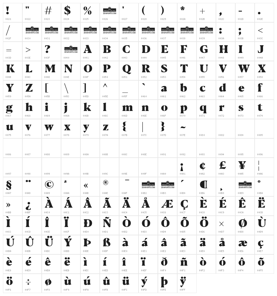 Blacker Text Heavy Character Map