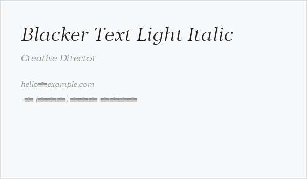 Blacker Text Light Italic Business Card