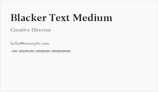 Blacker Text Medium Business Card