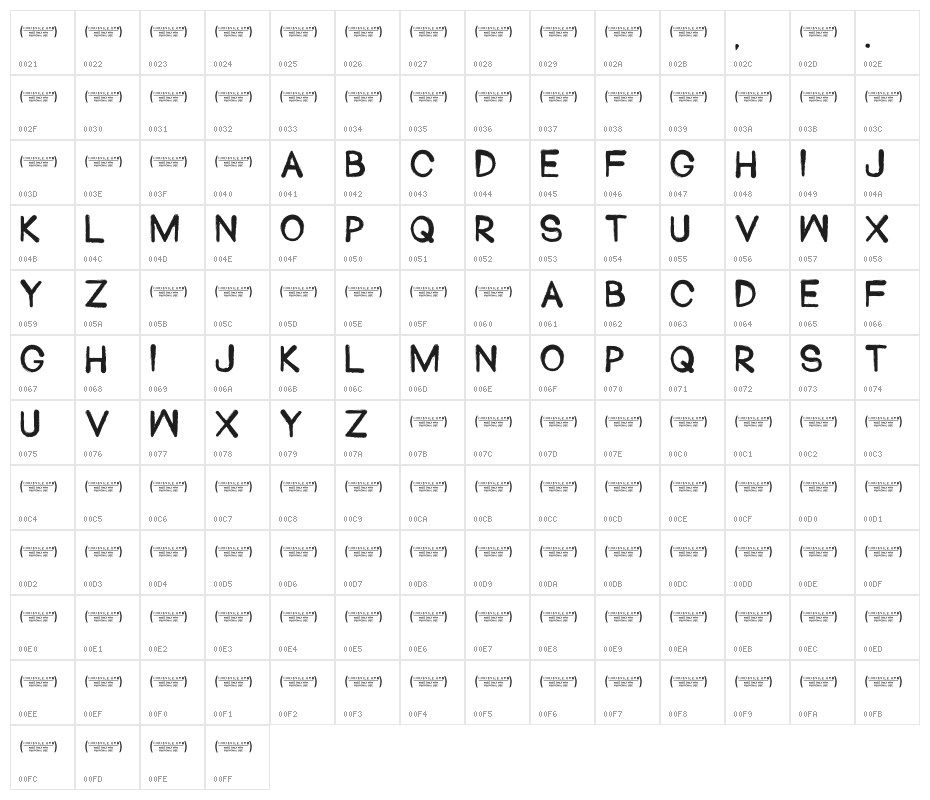 Blackhead Character Map