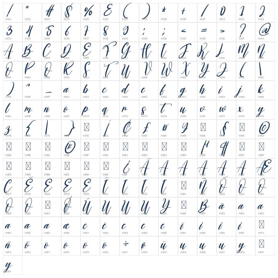 Blackink2 Character Map