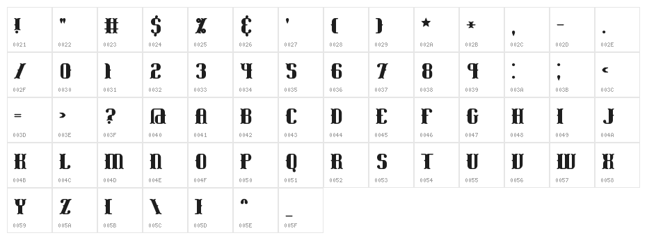 Blackoninaut Bold BRK Character Map