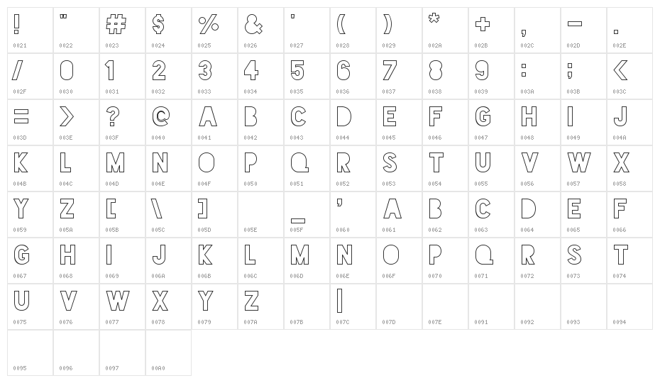 Blackout Sunrise Character Map