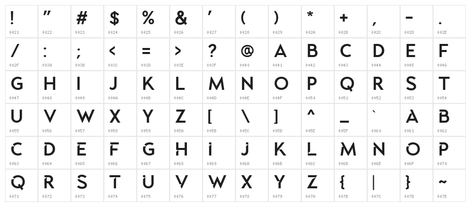 Blackpast DEMO Character Map