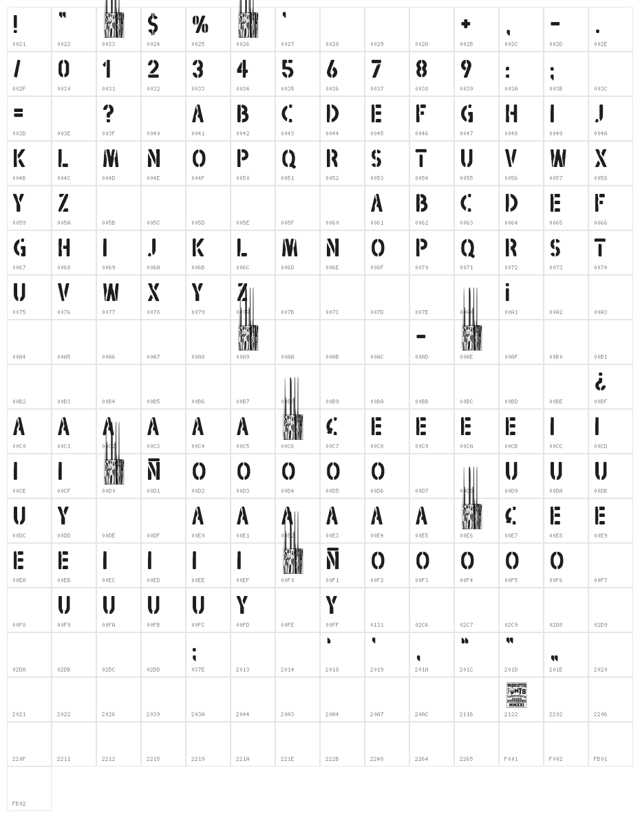 Blackshirts Character Map