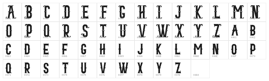Blacktail Regular Character Map