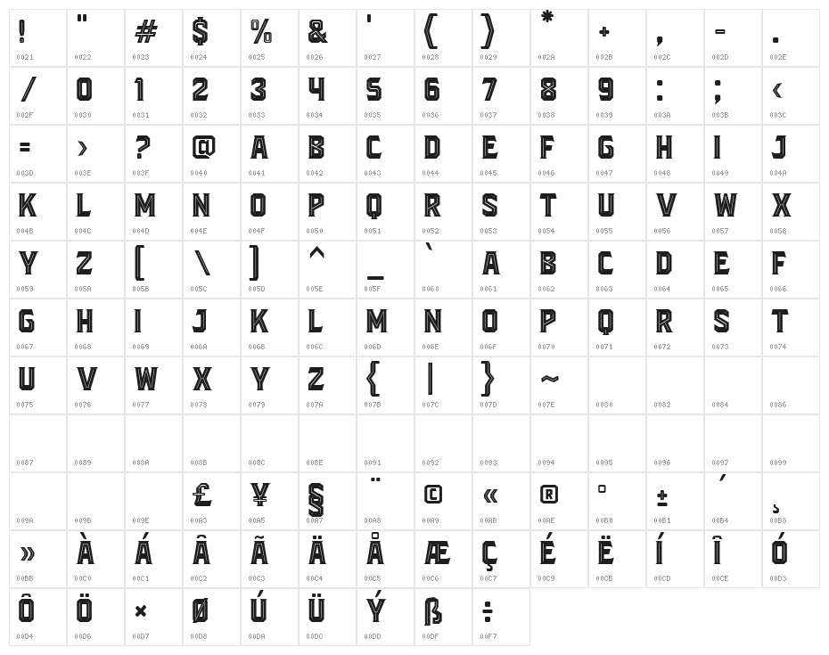 BlacktroopsInline Character Map