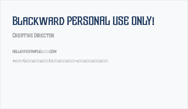 Blackward PERSONAL USE ONLY! Business Card