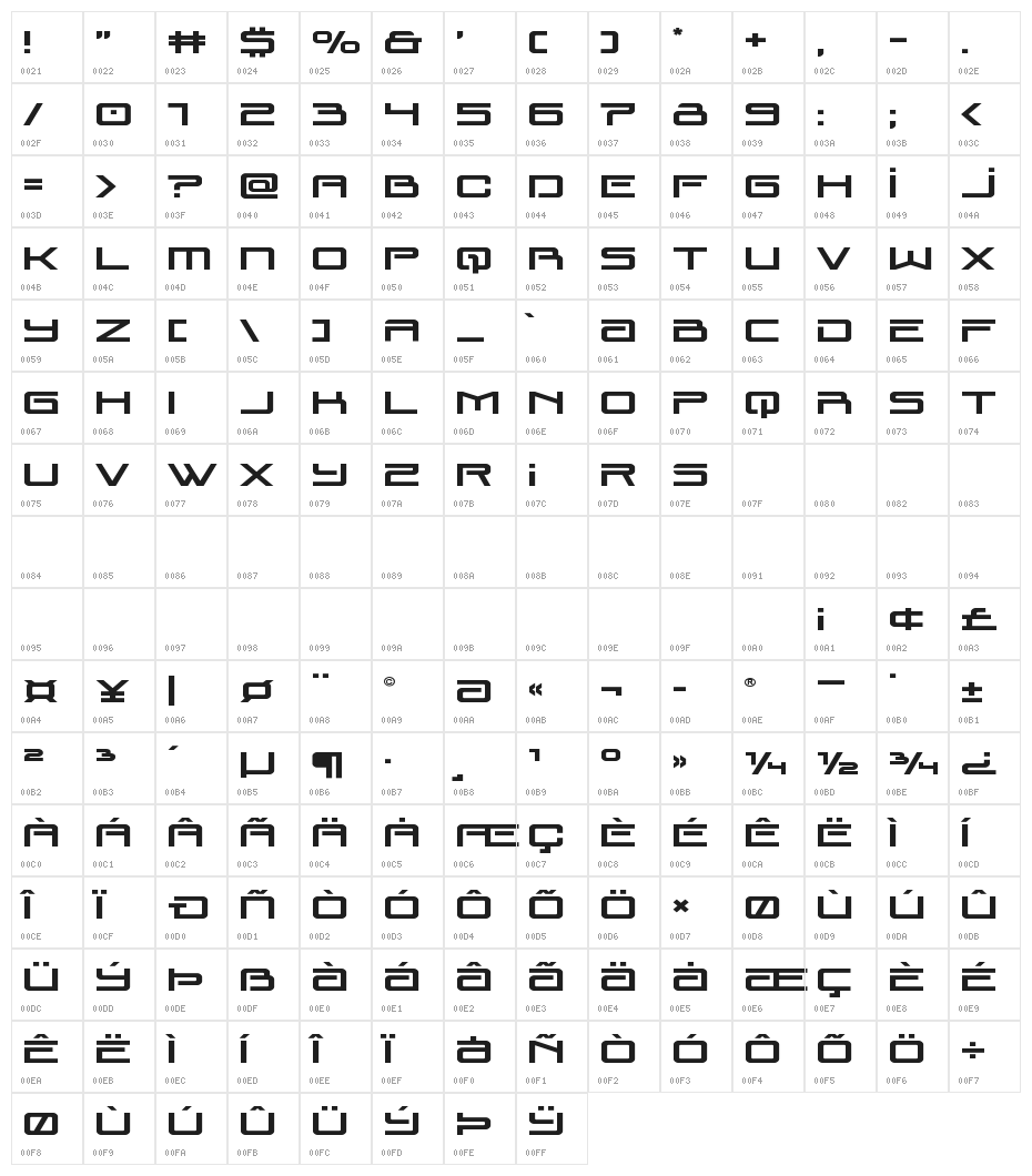 Blade Singer Expanded Character Map