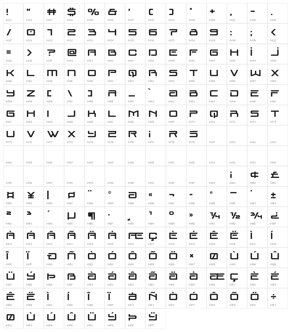 Blade Singer Character Map